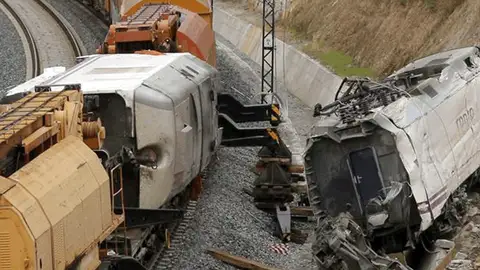 Una de las máquinas del tren siniestrado Una de las máquinas del tren siniestrado