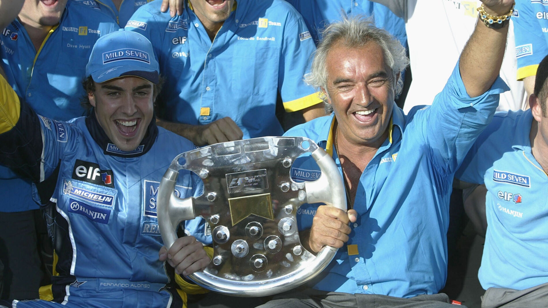 Alonso festeja con Briatore