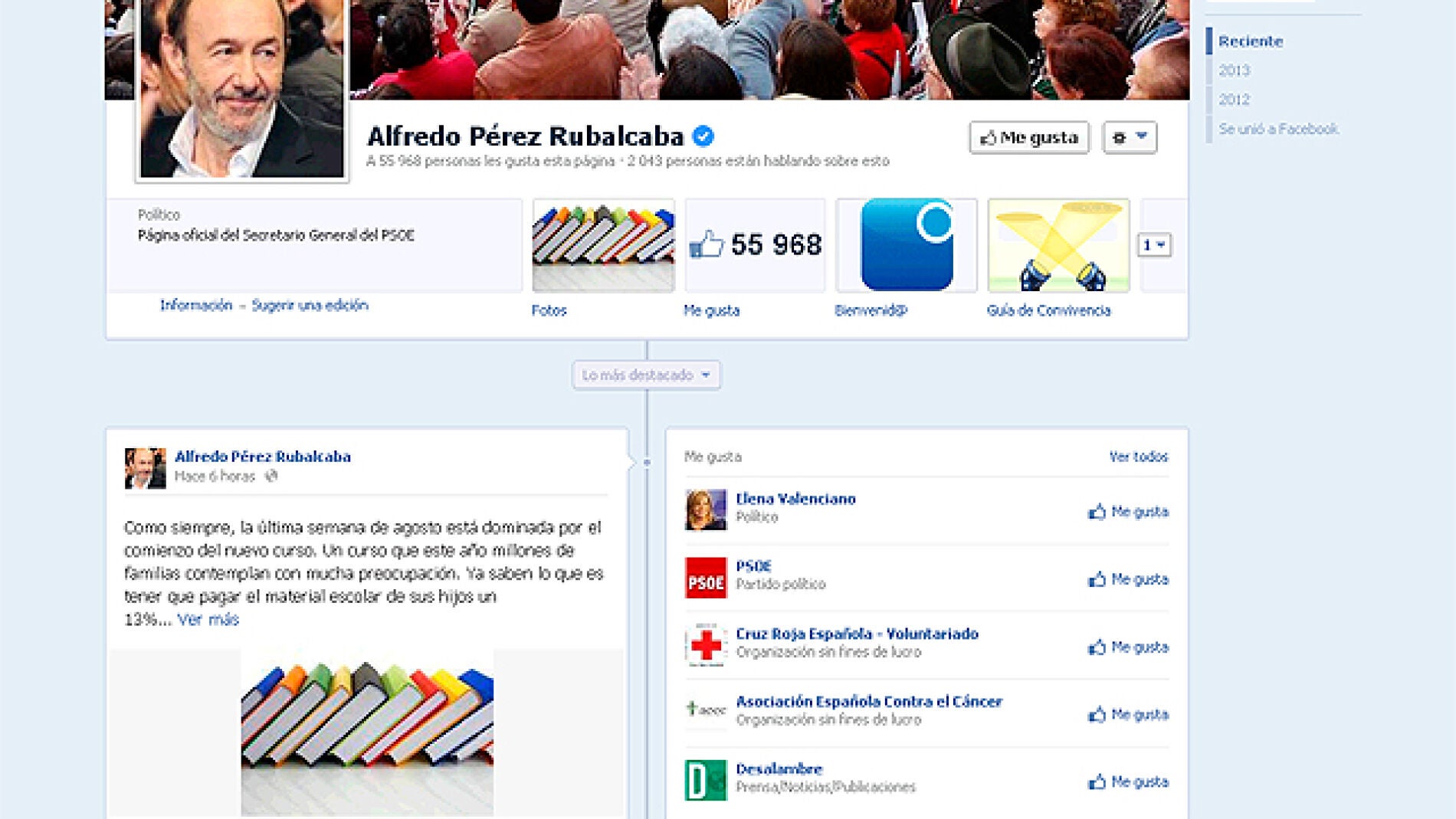 Perfil de Facebook de Rubalcaba