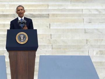 Obama durante el 50 aniversario del discurso de Martin Luther King