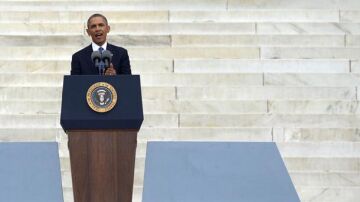 Obama durante el 50 aniversario del discurso de Martin Luther King