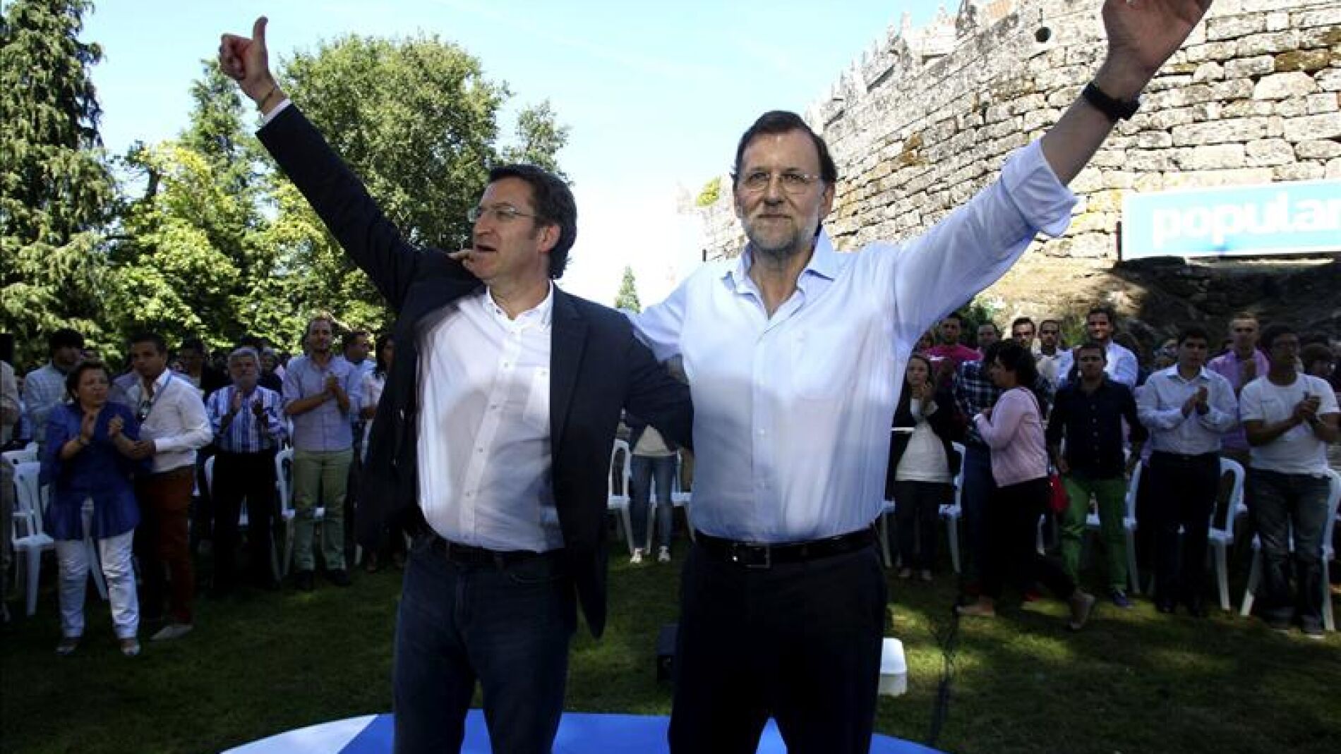 Mariano Rajoy y Alberto N&uacute;&ntilde;ez Feij&oacute;o, durante el acto celebrado hace un a&ntilde;o