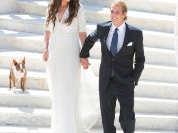 Andrea Casiraghi y Tatiana Santo Domingo como marido y mujer tras la ceremonia civil