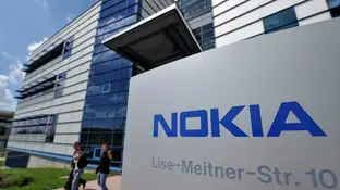 Logo de la compañía finlandesa de telefonía móvil Nokia. Logo de la compañía finlandesa de telefonía móvil Nokia.
