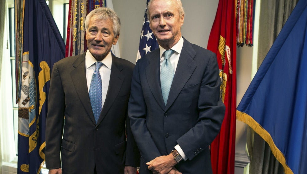 Pedro Morenés y el secretario de Defensa de EEUU, Chuck Hage