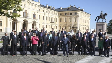  Los líderes del G20 posan para una fotografía 