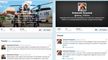 Cuentas de Twitter de Samantha Power y Alexéi Pushkov