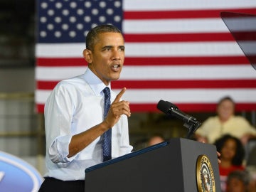 Barack Obama en la fábrica de Ford en Misuri
