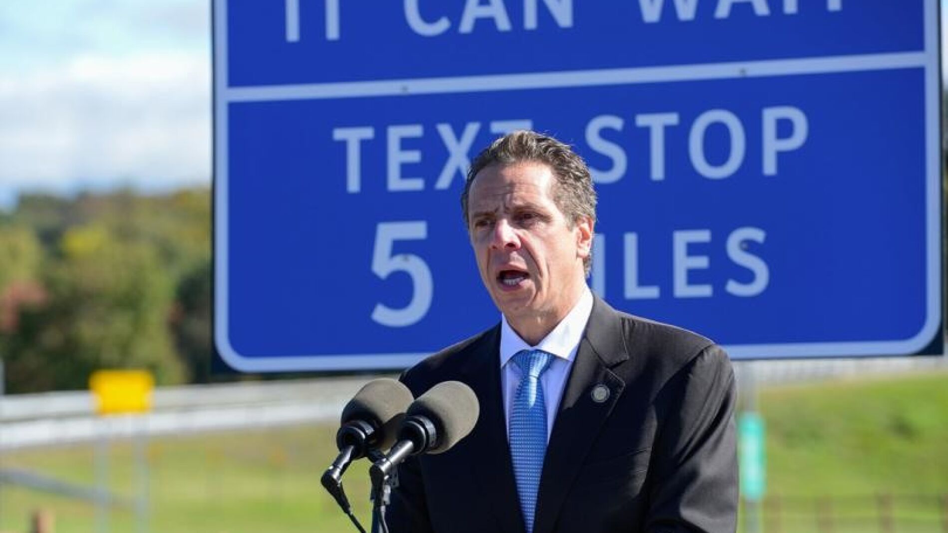 Andrew Cuomo, gobernador de Nueva York, durante el anuncio de la campa&ntilde;a