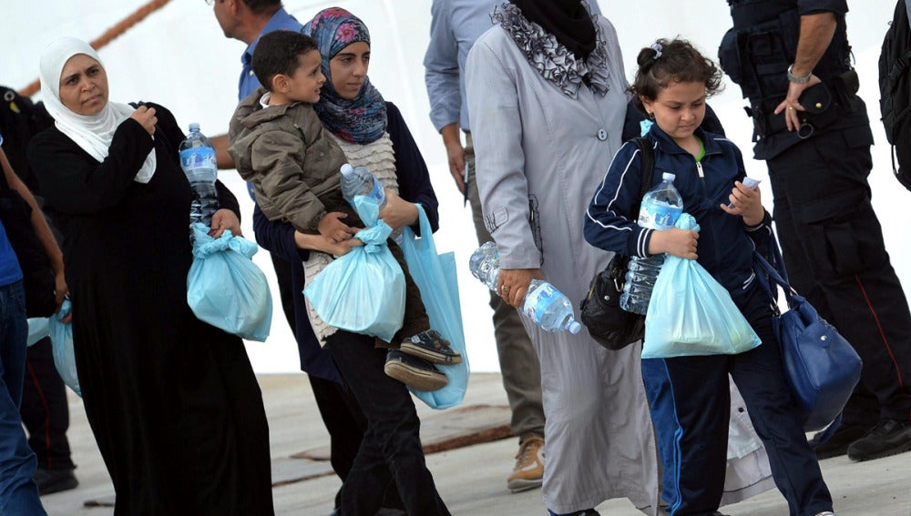 Inmigrantes llegados a Lampedusa