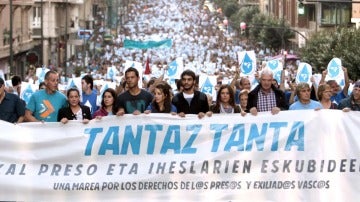 Los 18 detenidos de Herrira, en la manifestación en Bilbao