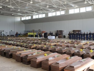 Los féretros de la tragedia en Lampedusa