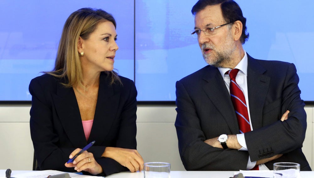 Mariano Rajoy junto a María Dolores de Cospedal, en la Ejecutiva Nacional del PP