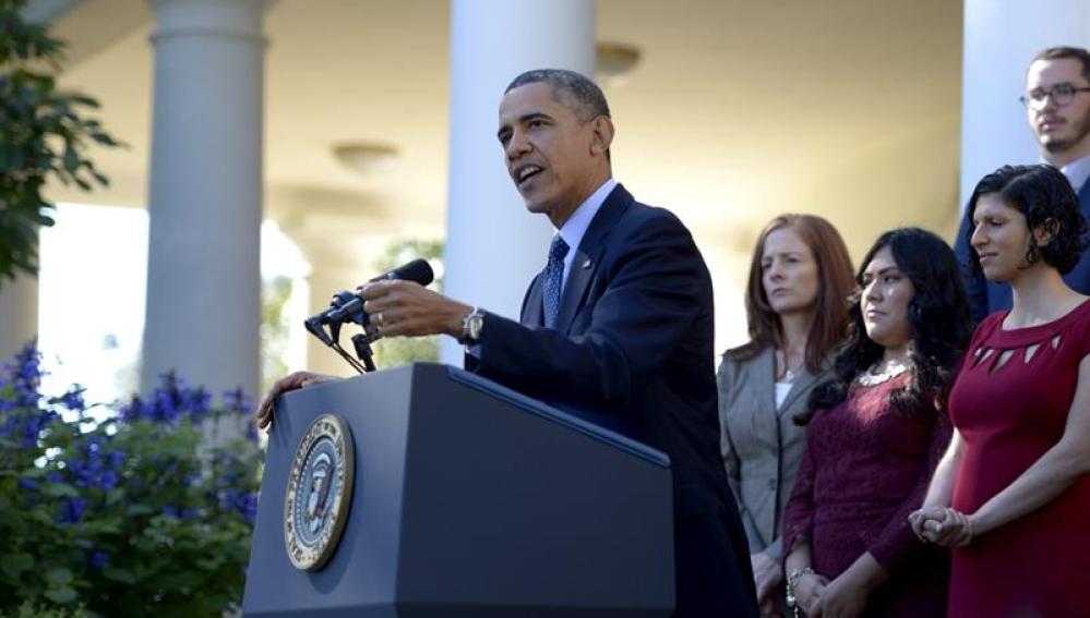 Barack Obama interviene en la Rosaleda de la Casa Blanca