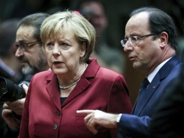 Merkel y Hollande, en la cumbre del Consejo Europeo