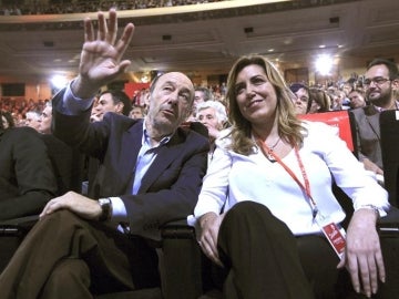 Alfredo Pérez Rubalcaba y Susana Díaz, en la Conferencia Política del PSOE