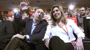 Alfredo Pérez Rubalcaba y Susana Díaz, en la Conferencia Política del PSOE