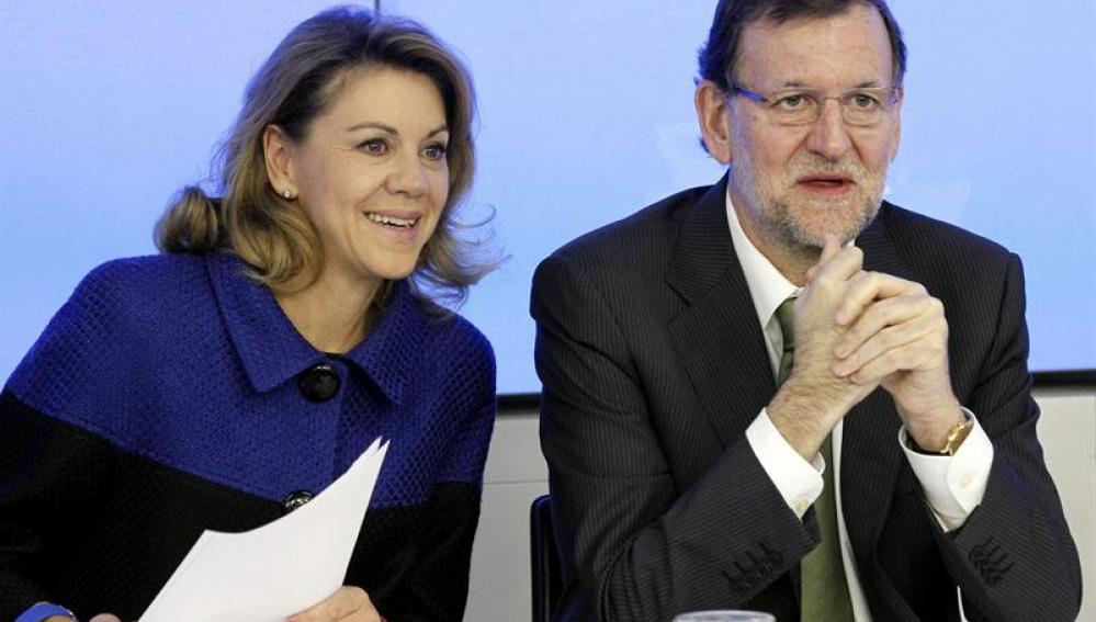 Mariano Rajoy junto a Cospedal, en la reunión del Comité Ejecutivo Nacional del partido