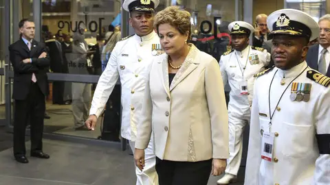 La presidenta de Brasil, Dilma Rousseff, en el Soccer City La presidenta de Brasil, Dilma Rousseff, en el Soccer City