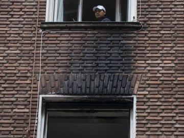 Edificio afectado por el incendio en Bilbao Edificio afectado por el incendio en Bilbao