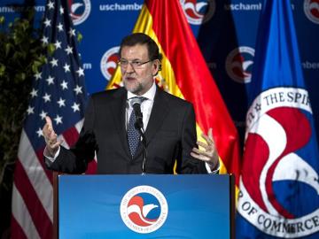 Mariano Rajoy, durante el discurso que ha ofrecido en la Cámara de Comercio de Washington