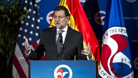 Mariano Rajoy, durante el discurso que ha ofrecido en la Cámara de Comercio de Washington Mariano Rajoy, durante el discurso que ha ofrecido en la Cámara de Comercio de Washington