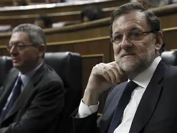 Mariano Rajoy y Alberto Ruiz-Gallardón, en el Congreso Mariano Rajoy y Alberto Ruiz-Gallardón, en el Congreso
