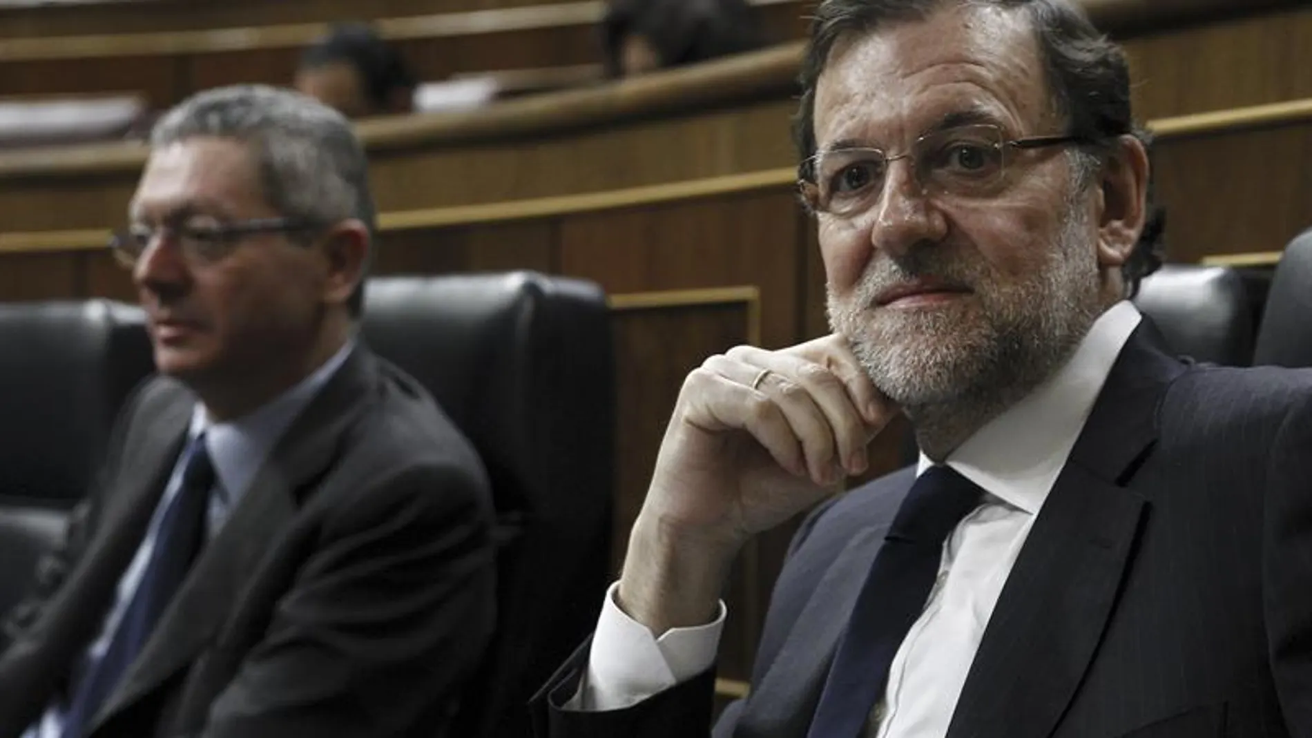 Mariano Rajoy y Alberto Ruiz-Gallardón, en el Congreso Mariano Rajoy y Alberto Ruiz-Gallardón, en el Congreso