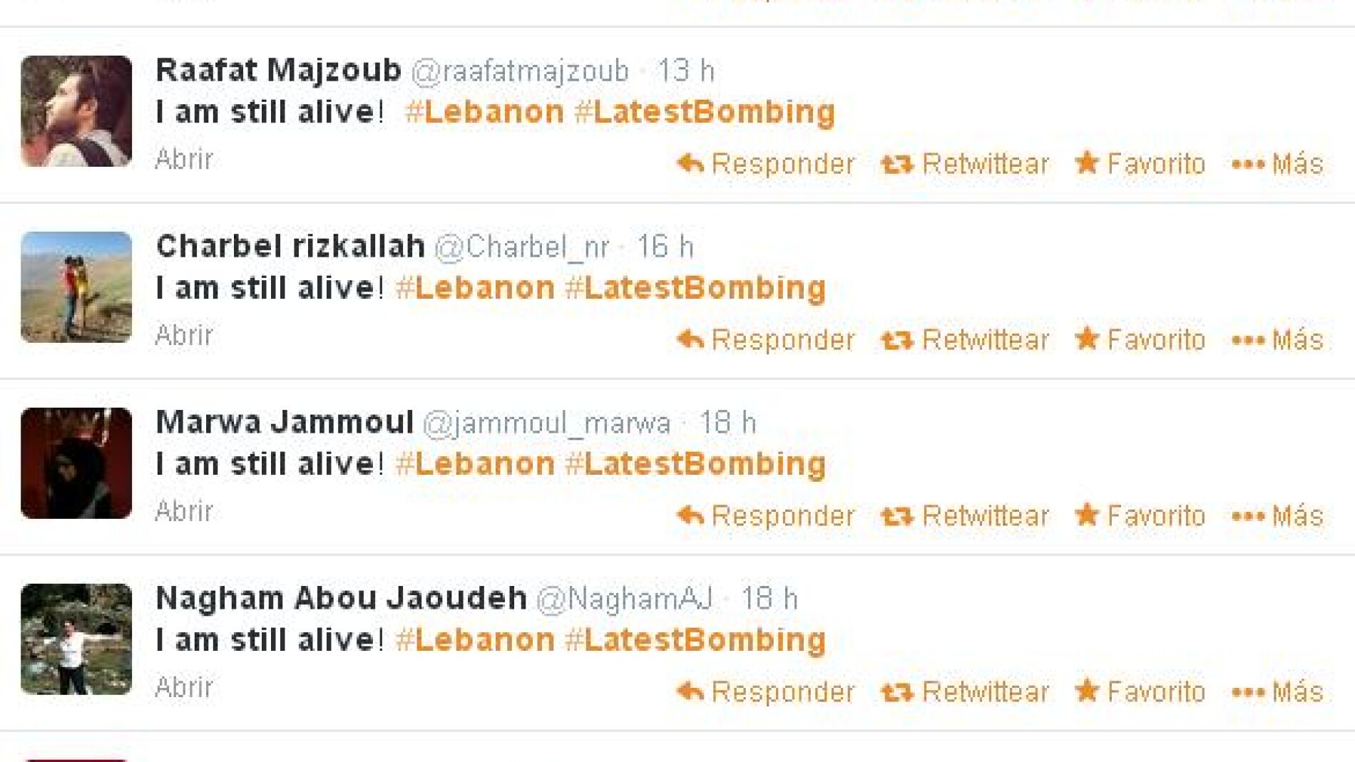 Tweets de la app 'IamAlive'