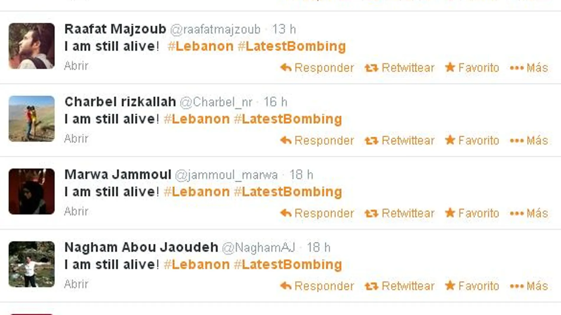 Tweets de la app 'IamAlive' Tweets de la app 'IamAlive'