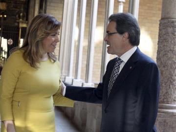 Artur Mas y Susana Díaz en el Palau de la Generalitat