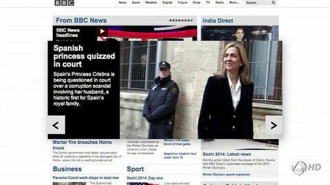 Portada de la BBC sobre la declaraci&oacute;n de la Infanta