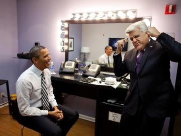 Jay Leno y Obama en los camerinos del 'Tonight Show'