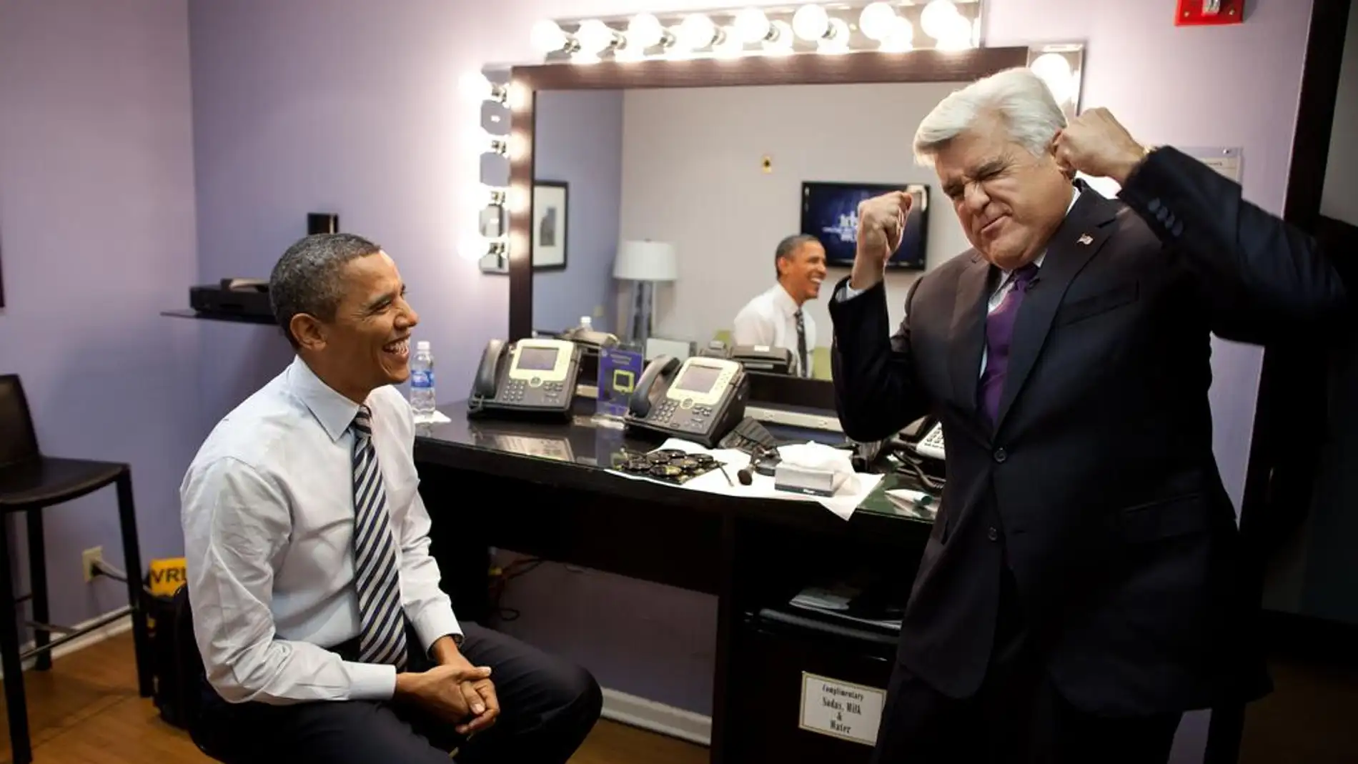 Jay Leno y Obama en los camerinos del 'Tonight Show'