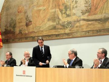Artur Mas, tras finalizar su intervención en el acto de presentación de la Hacienda catalana