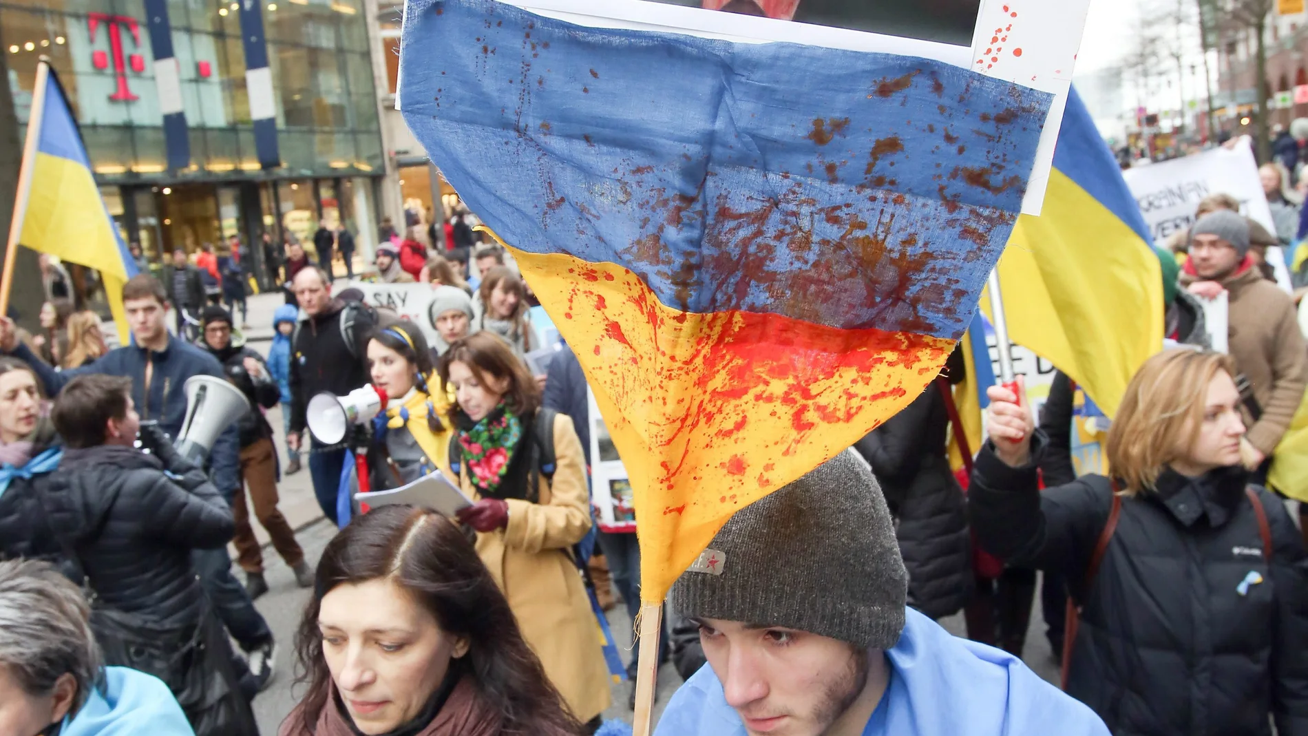 Yanukovich, retratado en pancartas Yanukovich, retratado en pancartas