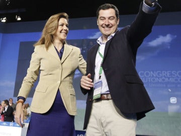 María Dolores de Cospedal, y Juan Manuel Moreno en el congreso regional del PP-A