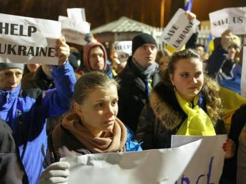 Manifestantes en Kiev (Ucrania)