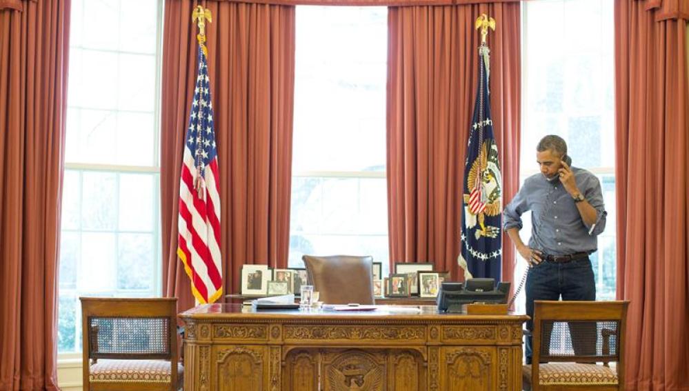 Obama, durante su conversación con Putin en la Casa Blanca