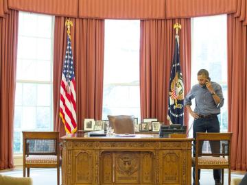 Obama, durante su conversación con Putin en la Casa Blanca