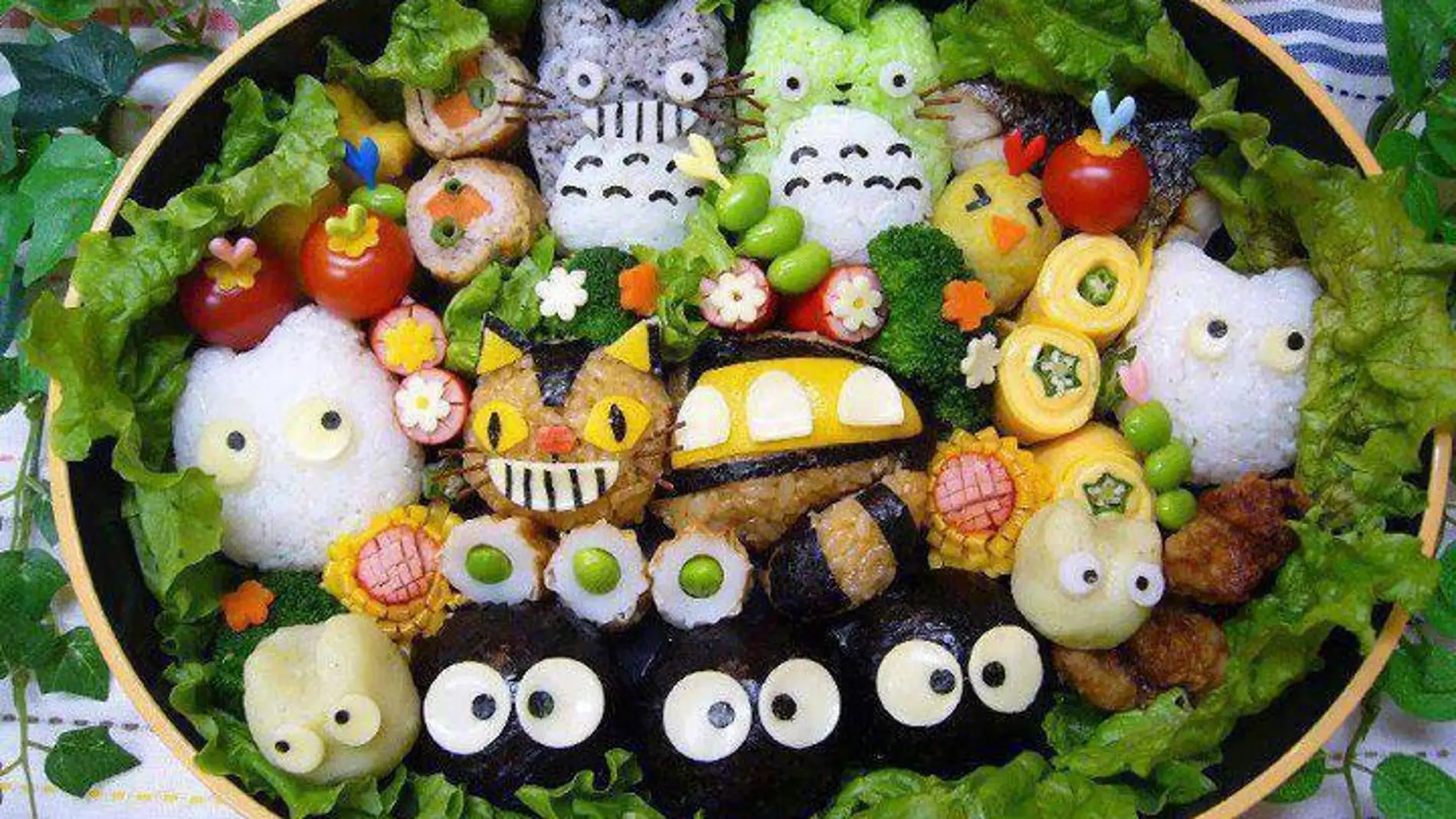 Kyaraben con personajes de anime y manga, como el célebre Totoro.