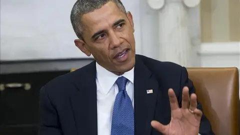 Barack Obama en una reunión en la Casa Blanca. Barack Obama en una reunión en la Casa Blanca.