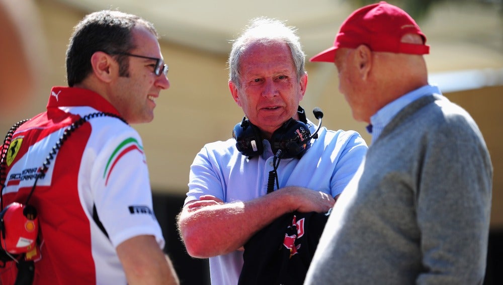 Marko, junto a Domenicali y Lauda