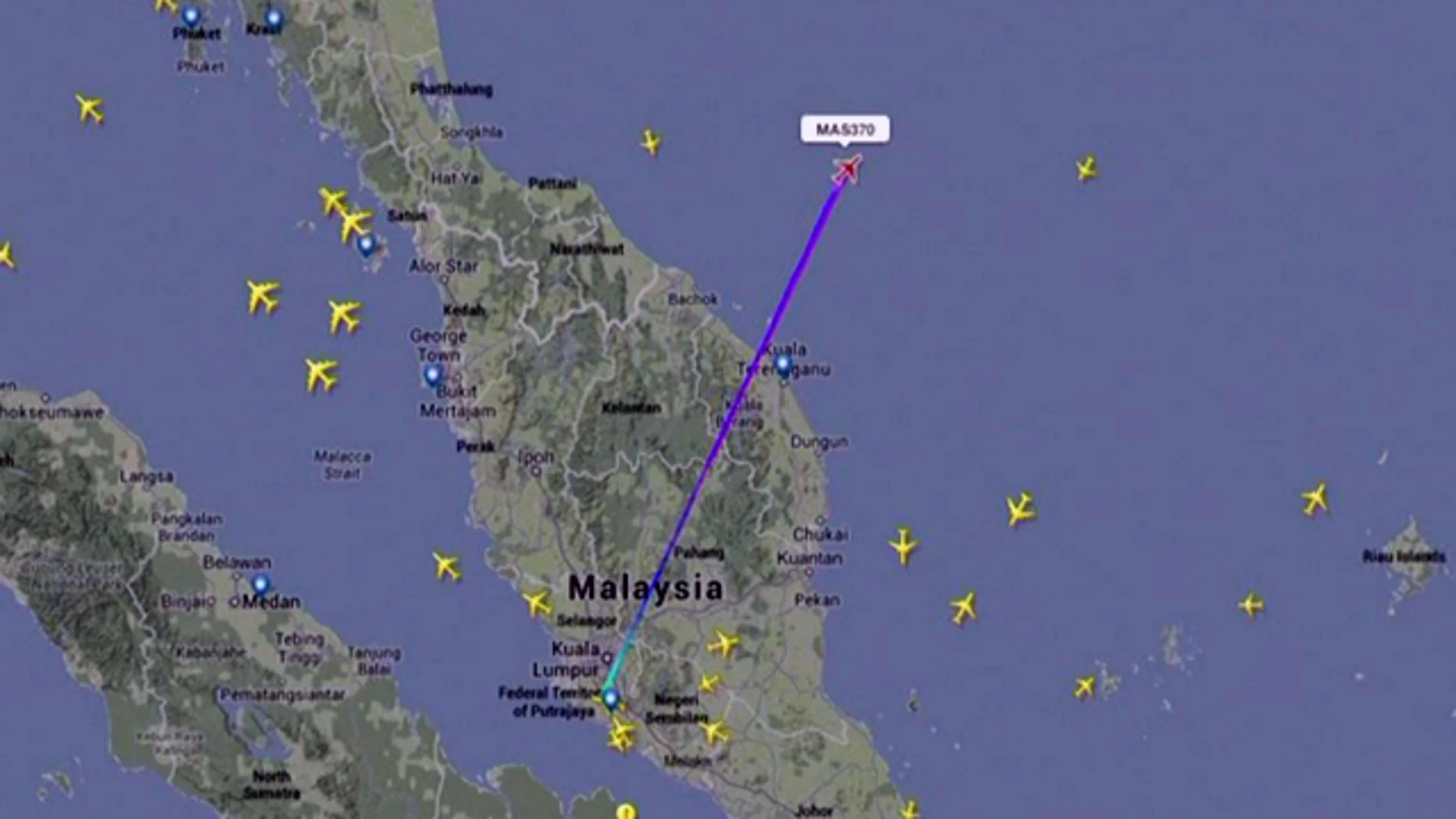 El radar muestra al avión perdido El radar muestra al avión perdido