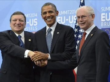  Jose Manuel Durao Barroso, Barack Obama y Herman Van Rompuy