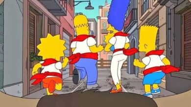 La familia Simpson corre los Sanfermines