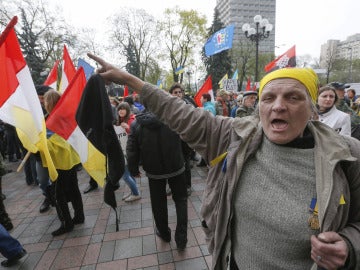 Activistas ucranianos en las protestas