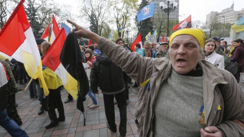 Activistas ucranianos en las protestas