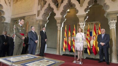 La presidenta de Arag&oacute;n durante su discurso institucional 