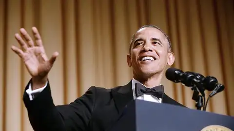 Barack Obama, durante su discurso en la cena anual con los periodistas Barack Obama, durante su discurso en la cena anual con los periodistas